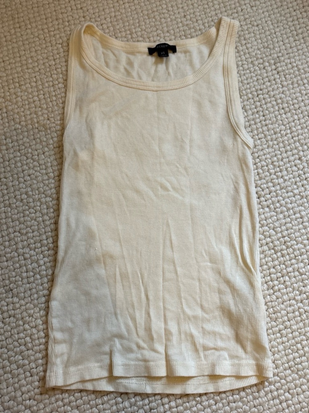 J. Crew Cream Ribbed Scoop Neck Tank
